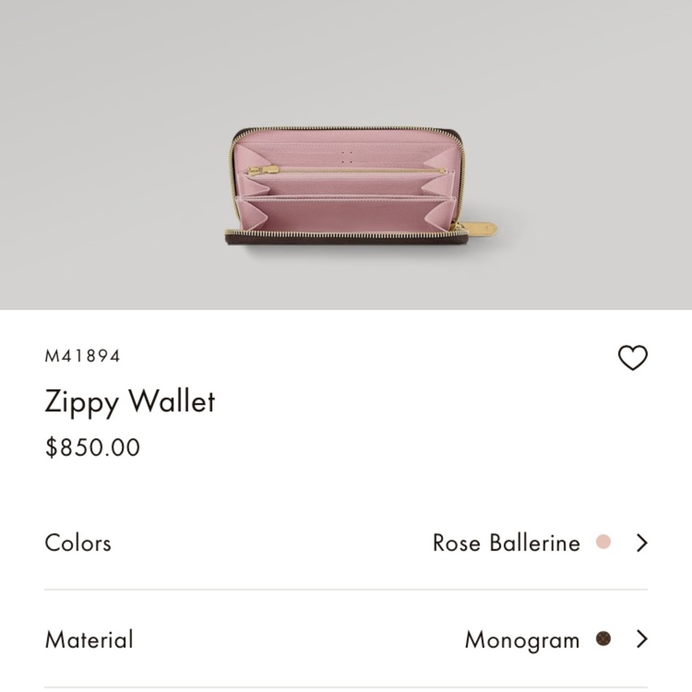 Louis Vuitton zippy wallet ballerina pink inside